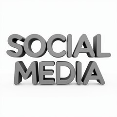 Social media 3D text lettering typography design. Web business marketing concept banner illustration.