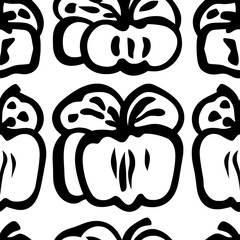 Cross sections of bell peppers in a tessellated layout, seamless pattern vector