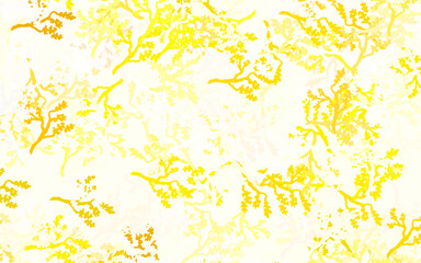 Sticker - Light Green, Yellow vector doodle pattern with leaves, branches.