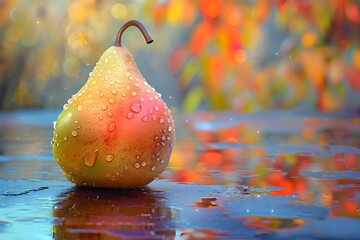 Wall Mural - pear and water