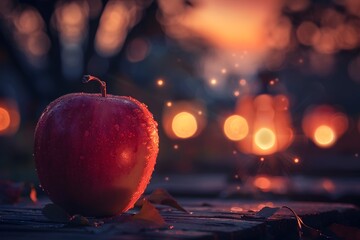 Wall Mural - apple in the fire