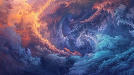 Wall Mural - An abstract cosmic nebula with swirling colors, symbolizing the vastness of space, the beauty of the universe, the power of creation, the mystery of the unknown, and the interconnectedness of all thin