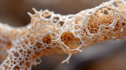 Canvas Print -  A close-up of a plant stem exhibiting numerous small holes in its center