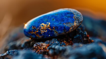 Wall Mural -  A blue rock crowned by another, sprinkled in golden and azure flecks