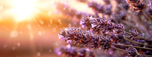 Wall Mural -  A tight shot of flowers with sun rays filtering behind them