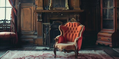 Canvas Print - Classical Armchair Sofa in Vintage Room