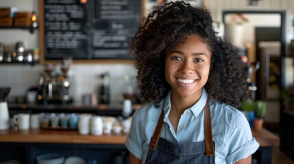 The smiling cafe barista.