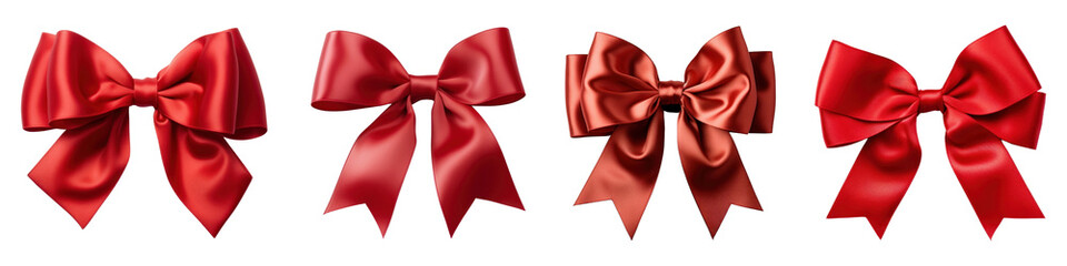 Wall Mural - Red ribbon bow png cut out element set