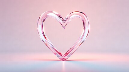 Wall Mural -   Blue and pink reflection on a glass heart object