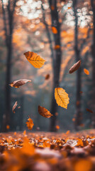 Wall Mural - Autumn Leaves Falling - Instagram story vertical image