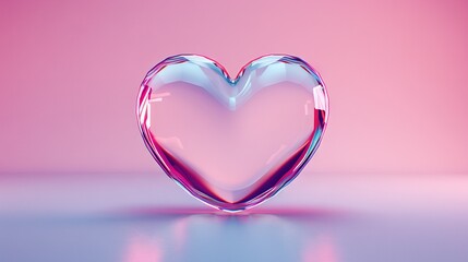 Wall Mural -   A close-up of a heart-shaped object on a pink and blue background with a reflection in the glass