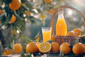 Wall Mural - oranges and juice