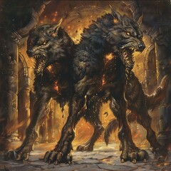 Cerberus: The three-headed dog that guards the entrance to the underworld in Greek mythology.