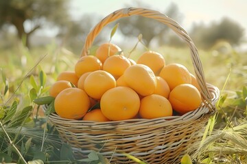 Poster - apricots in a basket