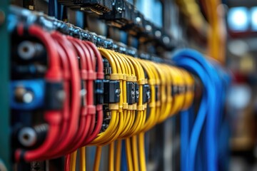 Poster - Electrical cabinet showing colorful terminal blocks with connected wires