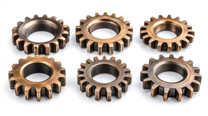 Aufkleber - Six metallic gears interlocking showing teamwork concept