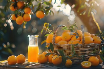 Canvas Print - oranges in a basket