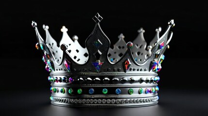 Elegant Silver Crown on Black Background