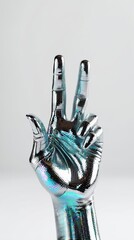 Wall Mural - Hand Sculpture Created From Silver Foil