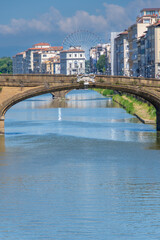 Canvas Print - View of the Arno, the river that crosses the city of Florence in Italy.