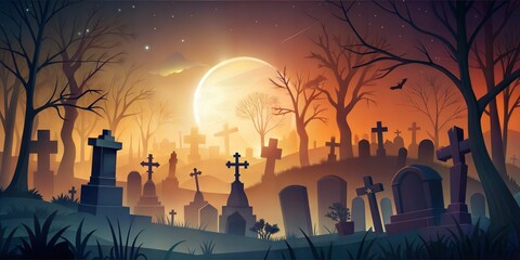 Wall Mural - graveyard background