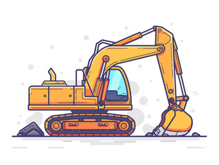 Wall Mural - Excavator. Heavy construction equipment. Vector illustration in flat style.