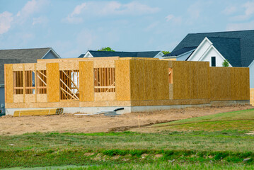 Wall Mural - plywood house construction