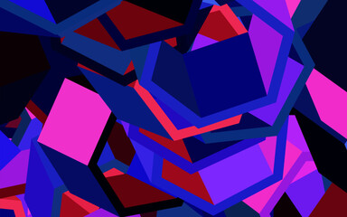 Wall Mural - dark blue, red vector background with hexagons.