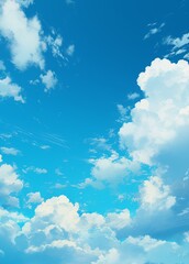 Wall Mural - blue sky with white clouds in simple vector illustration style, clear background