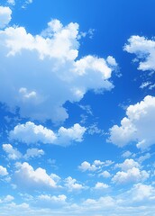 Wall Mural - blue sky with white clouds in simple vector illustration style, clear background