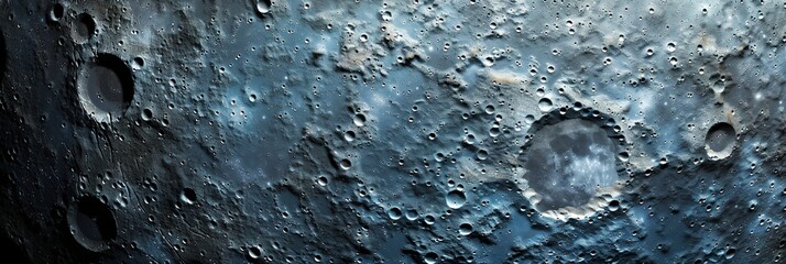 Wall Mural - a close up of the moon's surface with many craters. the moon is a beautiful blue color