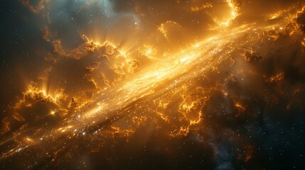 Wall Mural - a stunning view of a fiery spiral galaxy illuminated by stars in deep space