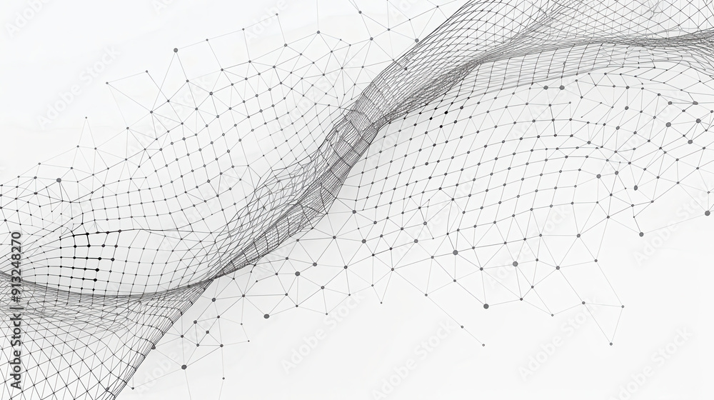 Abstract mesh wave design with a network of dots, creating a modern and ...
