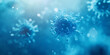 © GaMe - Blue background with a blurred microscopic perspective of a blue virus