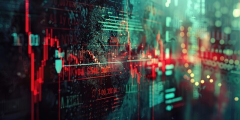 Abstract red and green data display.