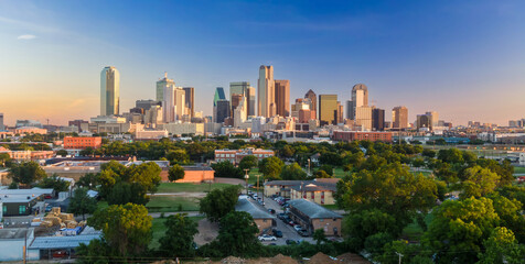 Wall Mural - Downtown city skyline of Dallas, Texas, United States.