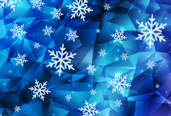 Wall Mural - Light BLUE vector template with ice snowflakes, stars.