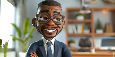 Poster -  ceo 3D animation cartoon style, colorful, happy, friendly,