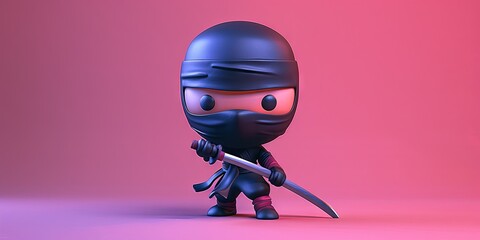 Poster - ninja 3D animation cartoon style, colorful, happy, friendly, 3d cartoon,