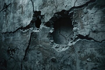 Canvas Print - A hole in a wall with black paint, suitable for use in interior design or architecture projects