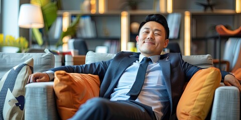 Canvas Print - asian CEO relaxing in the office