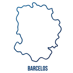 Wall Mural - Barcelos municipality map, Braga district. Simplified blue gradient linear vector map