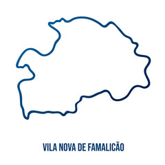 Wall Mural - Vila Nova de Famalicão municipality map, Braga district. Simplified blue gradient linear vector map