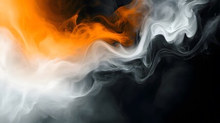 Wall Mural - Blurred, free-form gradient texture for web banners and hot sales, featuring orange, gray, and white on a black background with a noise effect.
