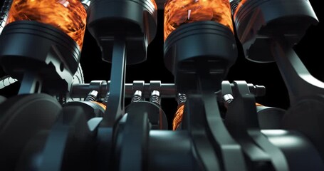 Leinwandbilder - Inside Of V8 Car Engine. Pistons, Chains And Crankshaft Moving. Industry Related High Quality 3D 4K Animation.