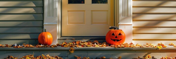 Wall Mural - Halloween decorations Keep out at doorstep