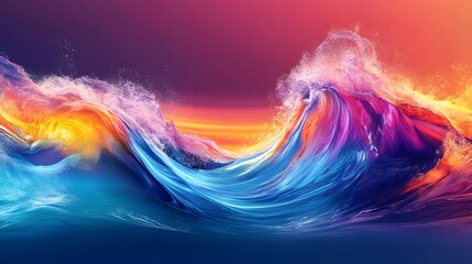 Wall Mural - High Saturated Color Abstract Wave Background
