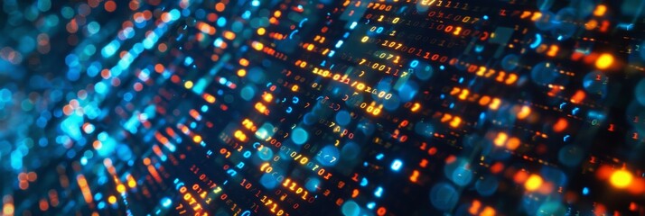 A colorful image of a computer screen with many dots and lines. The image is abstract and has a futuristic feel to it