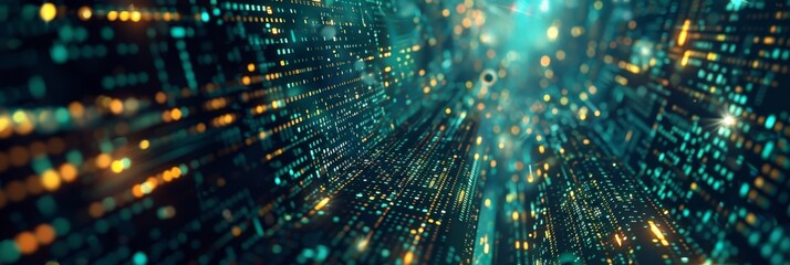A colorful image of a computer screen with many dots and lines. The image is abstract and has a futuristic feel to it