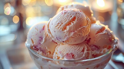 Juicy ice cream in an ice cream maker . Ice cream for the Independence Day of the United States of America